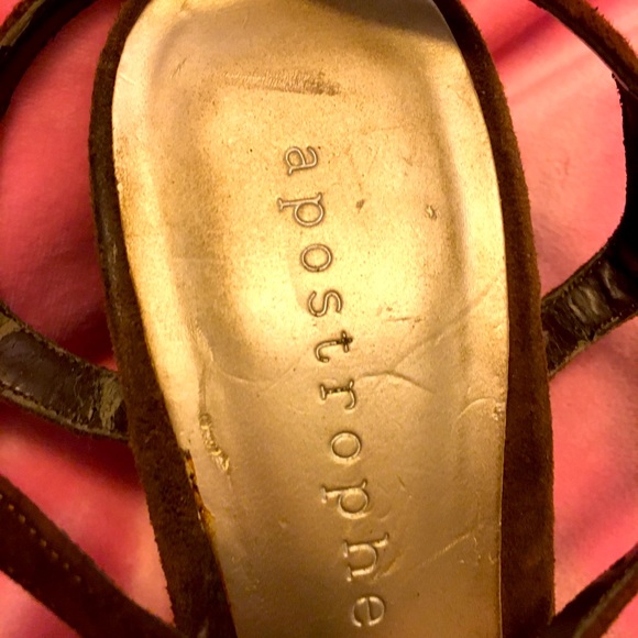 Apostrophe Brown Suede Wedges - Picture 2 of 15